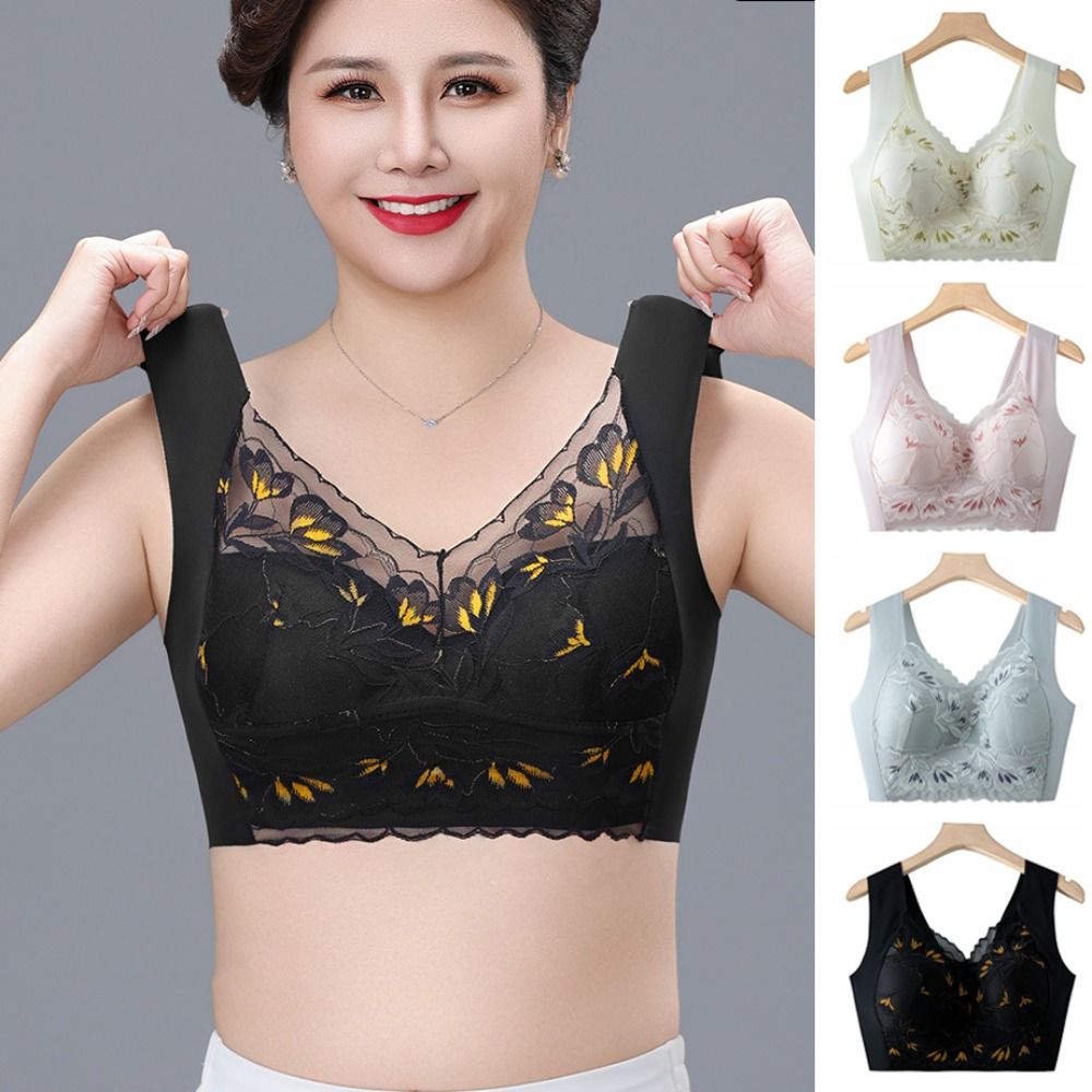 Plunge Bra Push Up - Breathable Plus Size Lace Wireless Bra