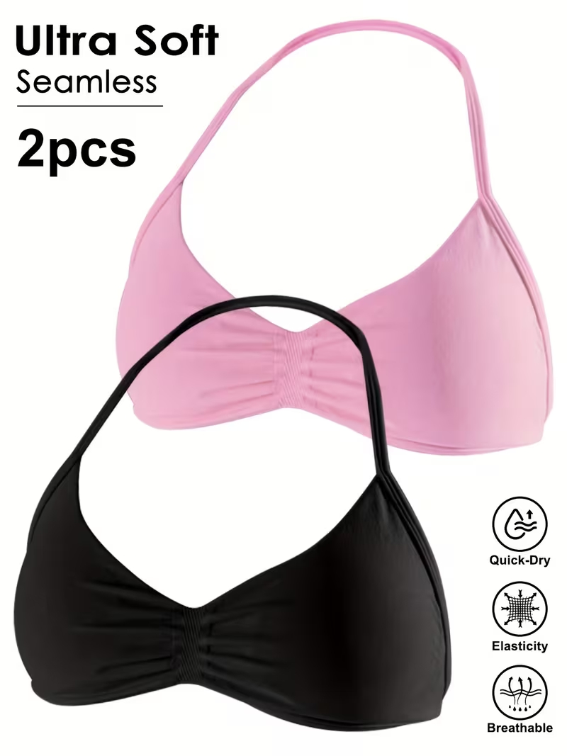 Plunge Bra Push Up - 2pcs Seamless Sexy Open Back Gym