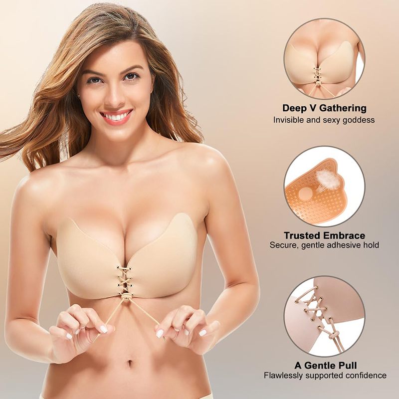 1/2 Pairs Women Summer Backles - огляд і ціна Plunge Bra Push Up