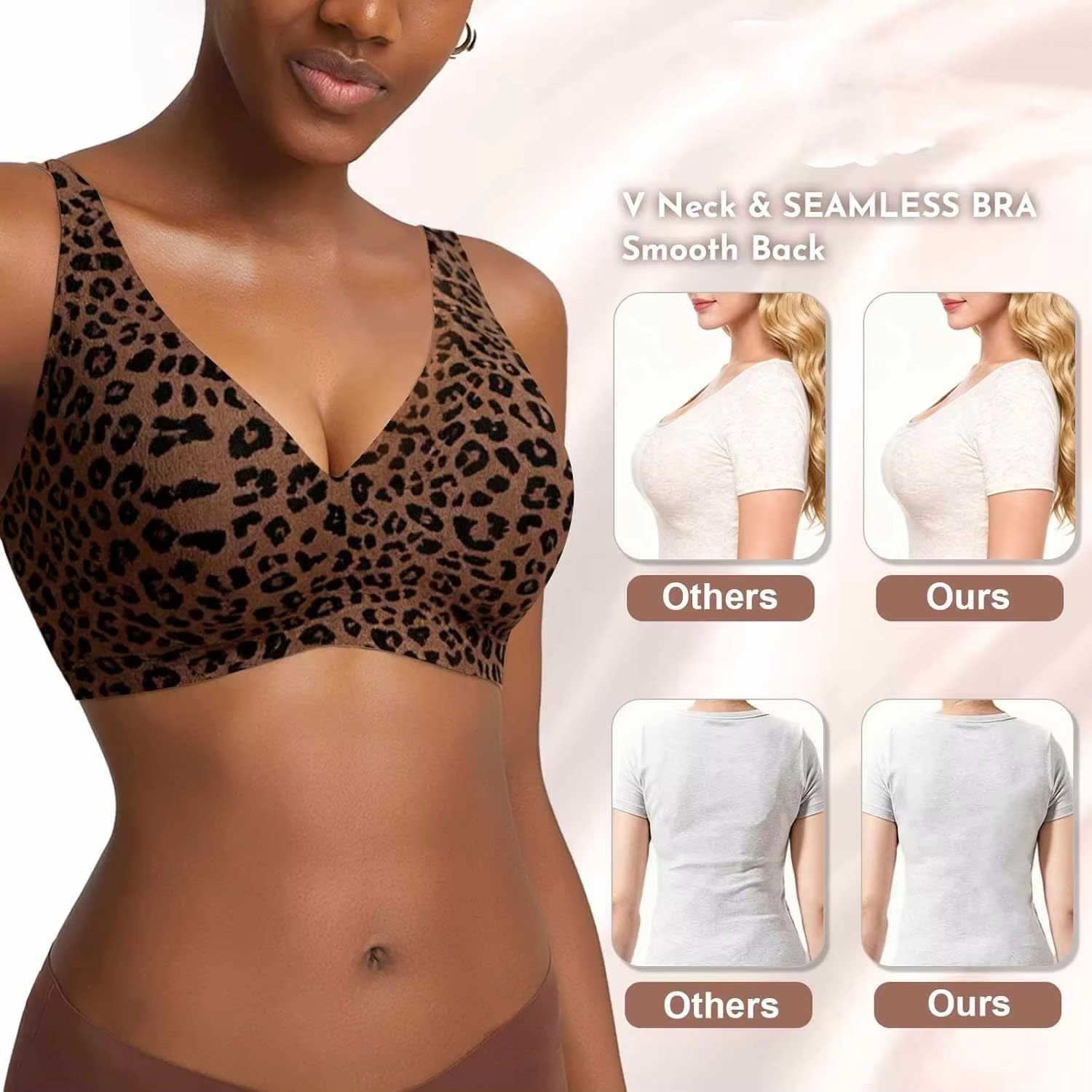 Custom made-2-Row Hook Leopard - огляд і ціна Plunge Bra Push Up